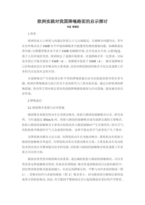 欧洲实践对我国降噪路面的启示探讨