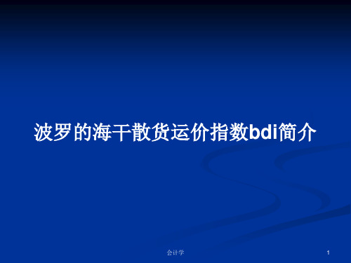 波罗的海干散货运价指数bdi简介PPT学习教案