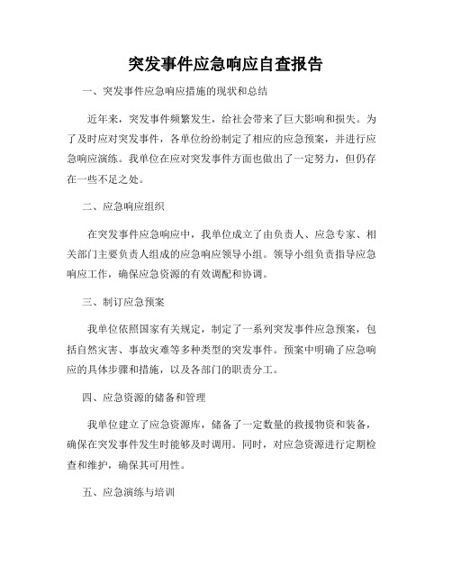 突发事件应急响应自查报告