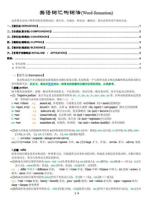 英语构词法 Word Formation【Kevin精心整理】扩充词汇量