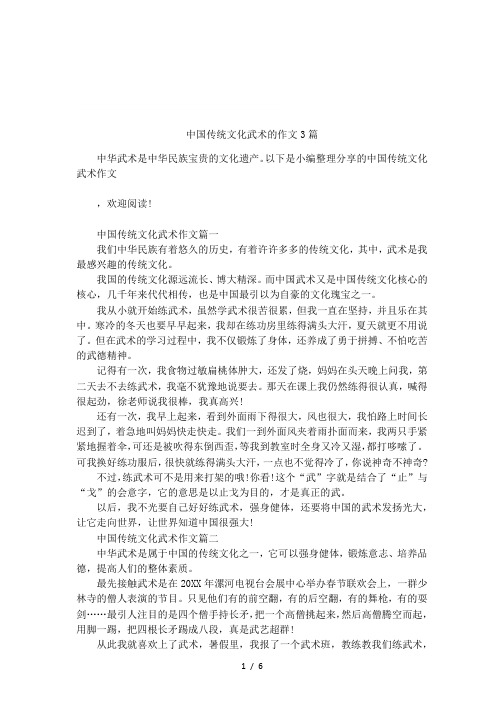 中国传统文化武术的作文3篇