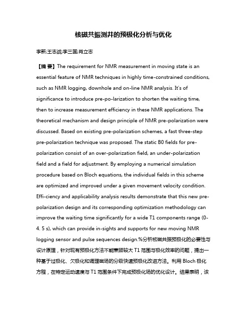 核磁共振测井的预极化分析与优化