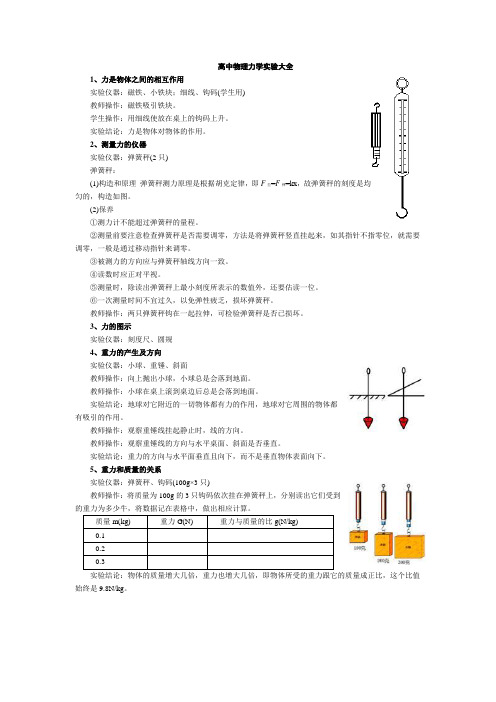 高中物理力学实验大全