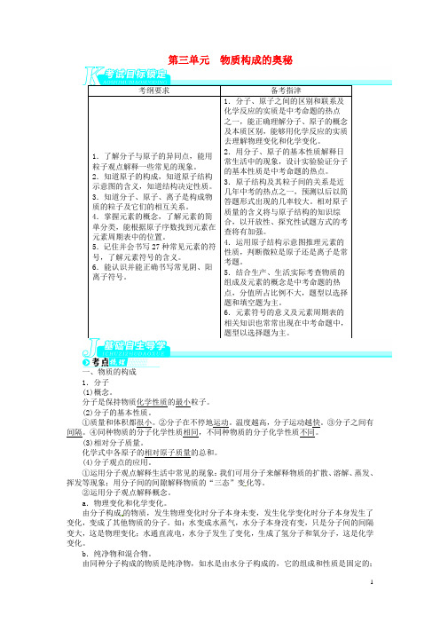 【备考2014 志鸿优化设计】2013版中考化学总复习 基础讲练 第三单元 物质构成的奥秘 新人教版