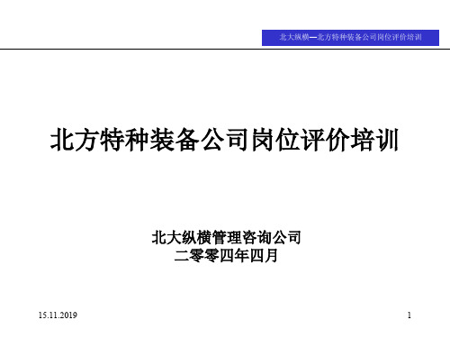 北大纵横—北方特种装备北方特种装备公司岗位评价培训共87页