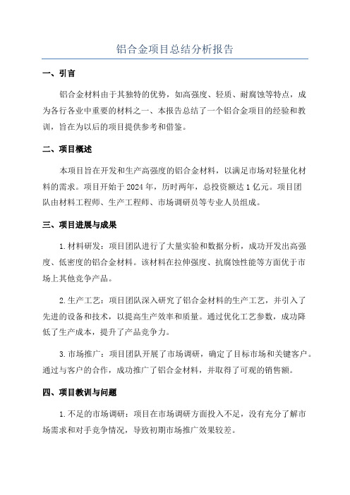 铝合金项目总结分析报告