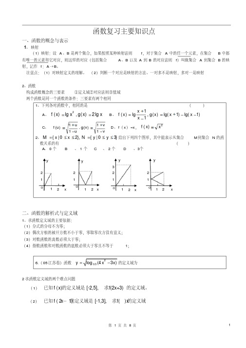 高一数学《函数》全章知识点整理