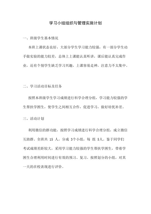 学习小组组织与管理实施计划