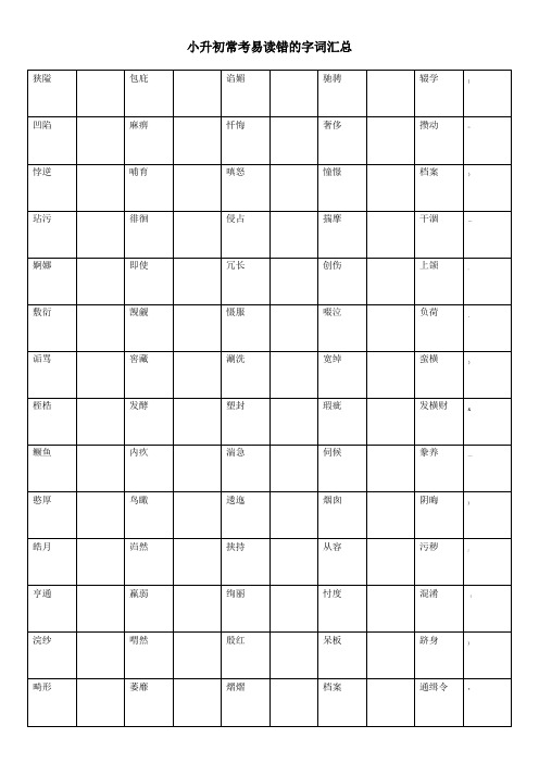 小升初常考易读错的字词汇总