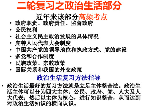 高考二轮复习之政治生活(民族宗教)部分