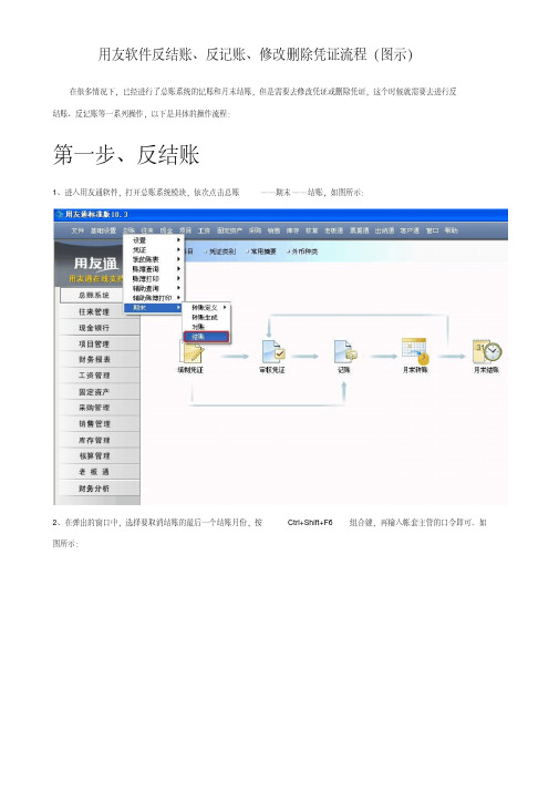 用友软件反结账、反记账、修改删除凭证流程