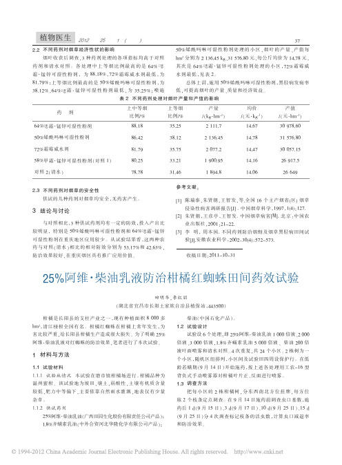 25阿维柴油乳液防治柑橘红蜘蛛田间药效试验田明华
