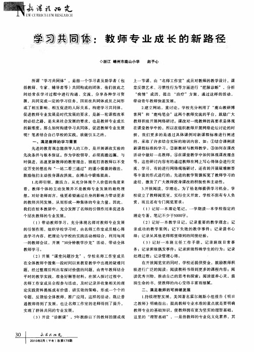 学习共同体：教师专业成长的新路径