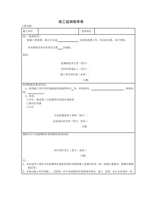 施工监测报审表