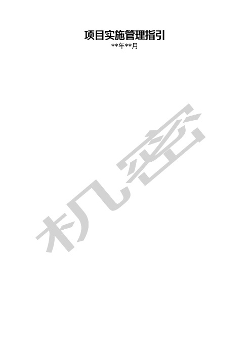 项目实施管理指引