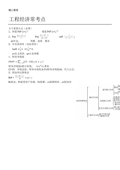 工程经济必考点总结资料