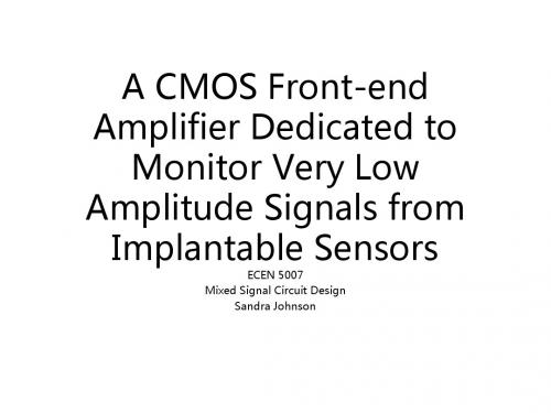 Low-power, Low-noise, Low -voltage Amplifier for Very Low Amplitude Signal Acquisition