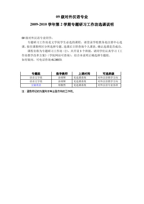 09级对外汉语专业