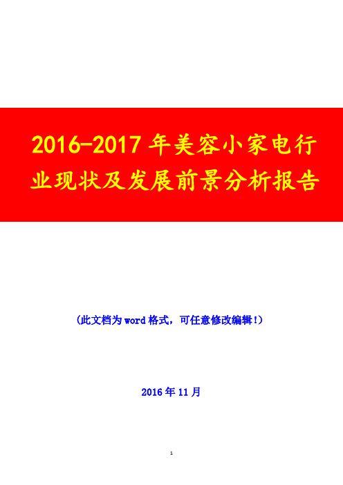 2016-2017年美容小家电行业现状及发展前景分析报告