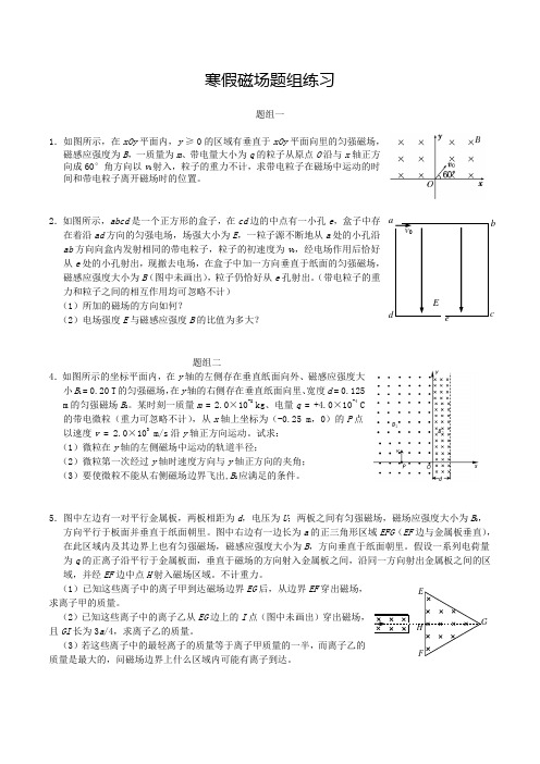 高中物理磁场经典习题(题型分类)含答案Word版