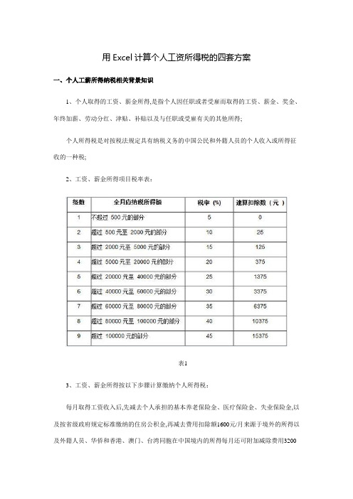 用Ecel计算个人工资所得税的四套方案