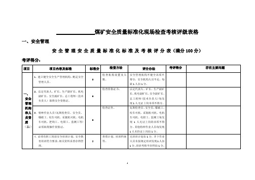 煤矿安全质量标准化检查表格