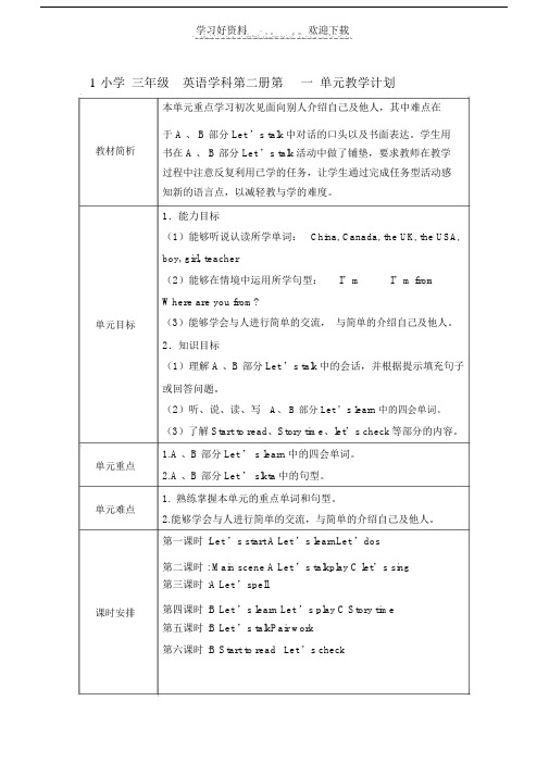 春季学期新PEP人教版新版小学英语三年级下册教案全册.doc