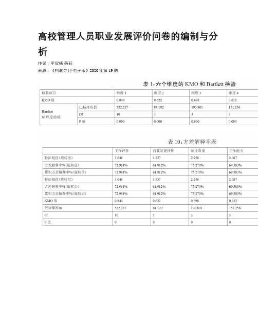 高校管理人员职业发展评价问卷的编制与分析