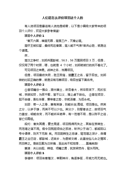 人们是怎么评价项羽这个人的