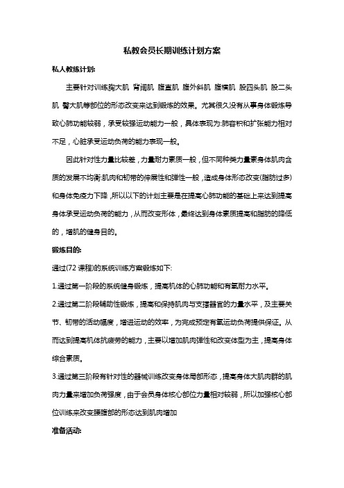 私教会员长期训练计划方案