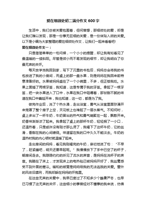 爱在细微处初二满分作文600字