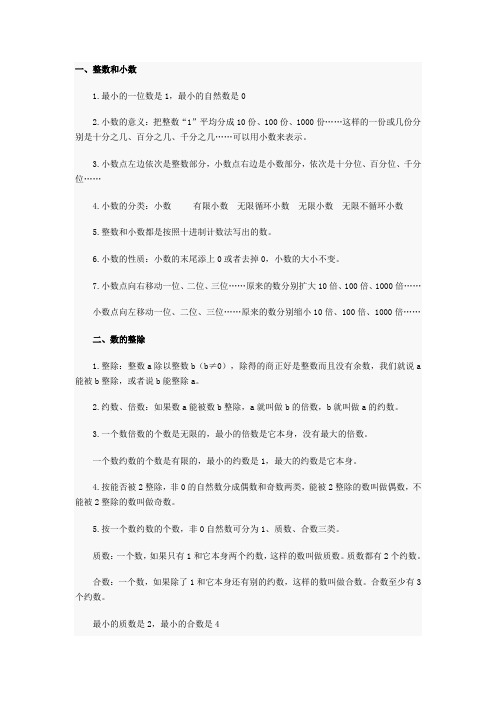 小学数学知识点汇总