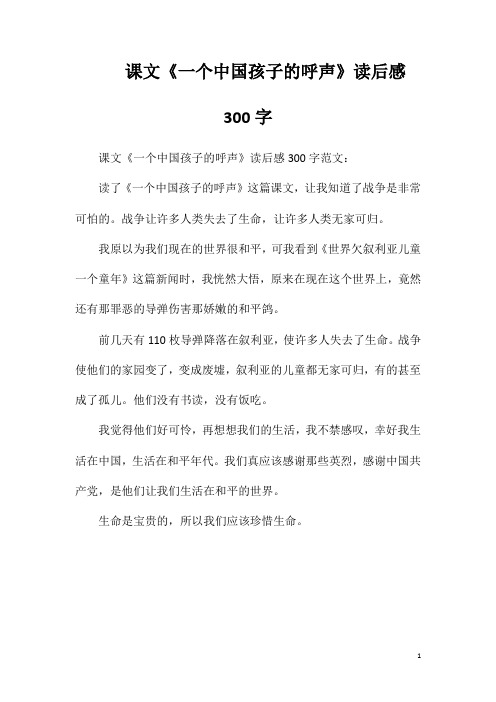 课文《一个中国孩子的呼声》读后感300字