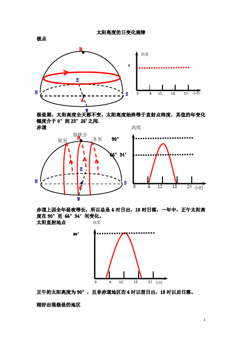 太阳高度的日变化规律一轮复习