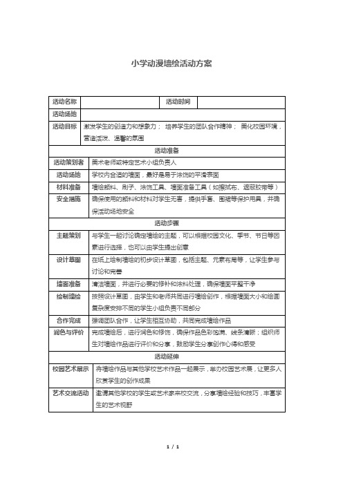 小学动漫墙绘活动方案