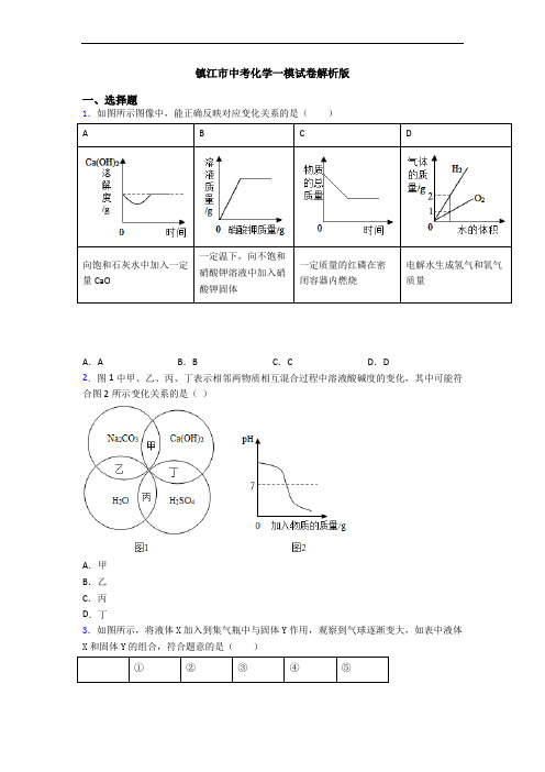 镇江市中考化学一模试卷解析版