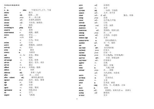 牛津初中英语四会词汇表