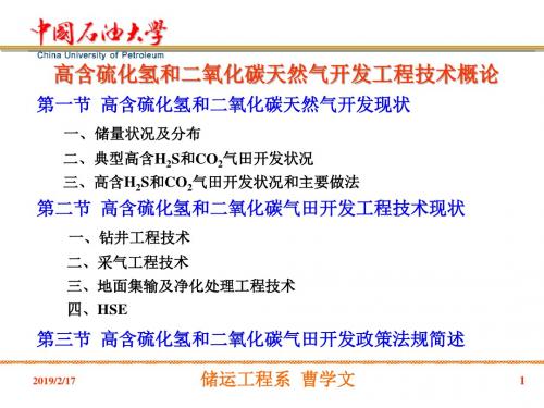 高含硫化氢与二化碳天然气开发工程技术-第一章-概论