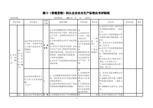 2020年港口(普通货物)码头安全标准化考评细则评分明细表精品