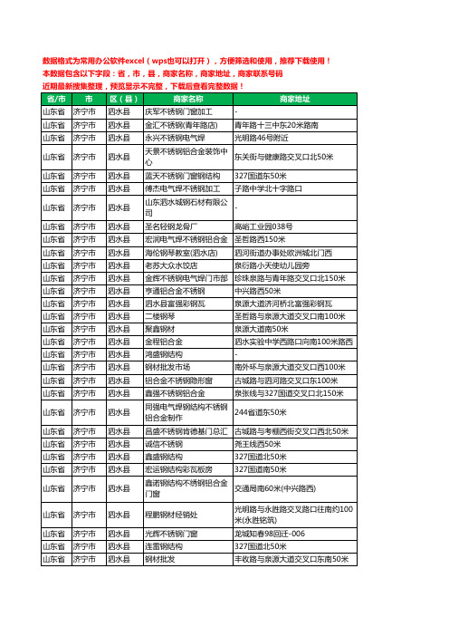 2020新版山东省济宁市泗水县钢材工商企业公司商家名录名单联系电话号码地址大全84家