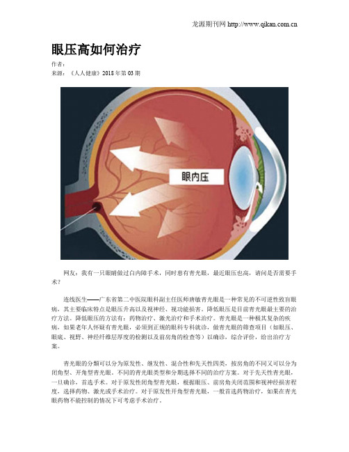 眼压高如何治疗