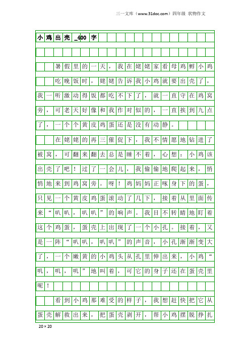 四年级状物作文：小鸡出壳_400字