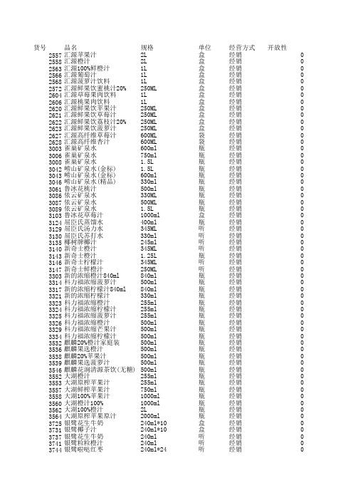 饮料单品明细