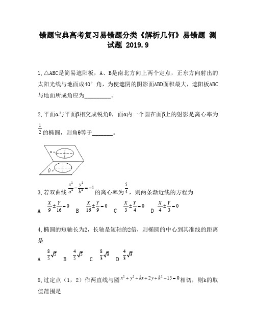 错题宝典高考复习易错题分类《解析几何》易错题1840