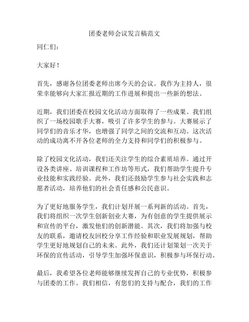 团委老师会议发言稿范文