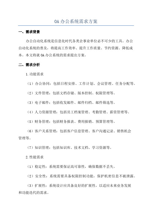 OA办公系统需求方案