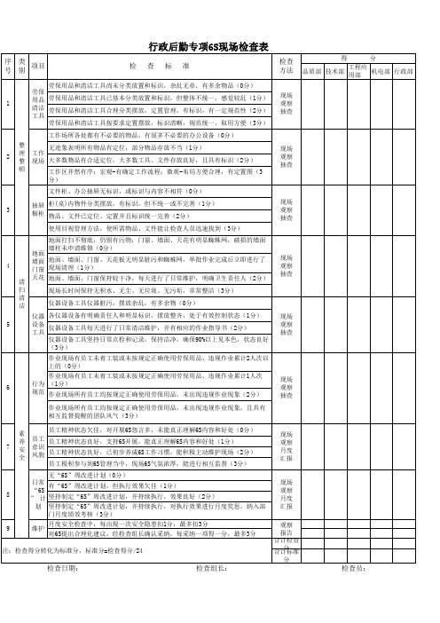 行政后勤专项6S检查表