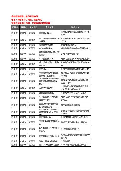 新版四川省成都市武侯区净水器企业公司商家户名录单联系方式地址大全27家