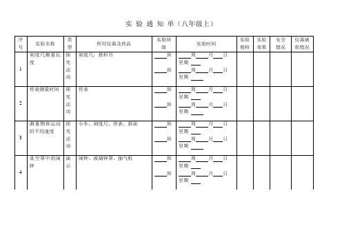 实 验 通 知 单