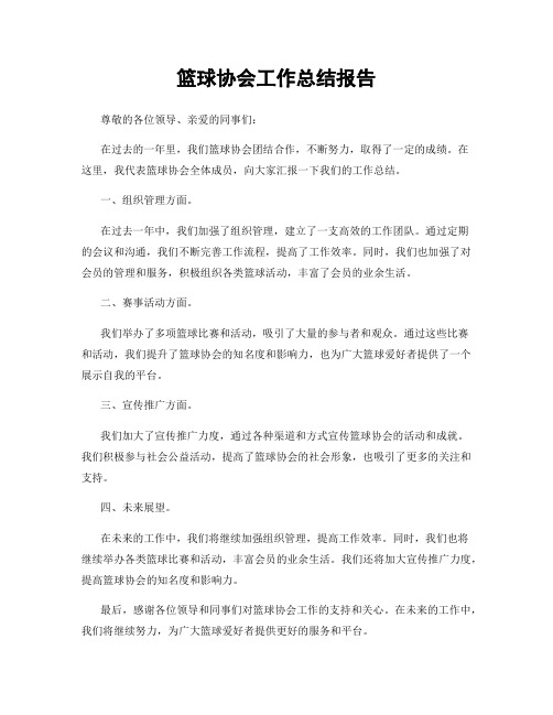 篮球协会工作总结报告